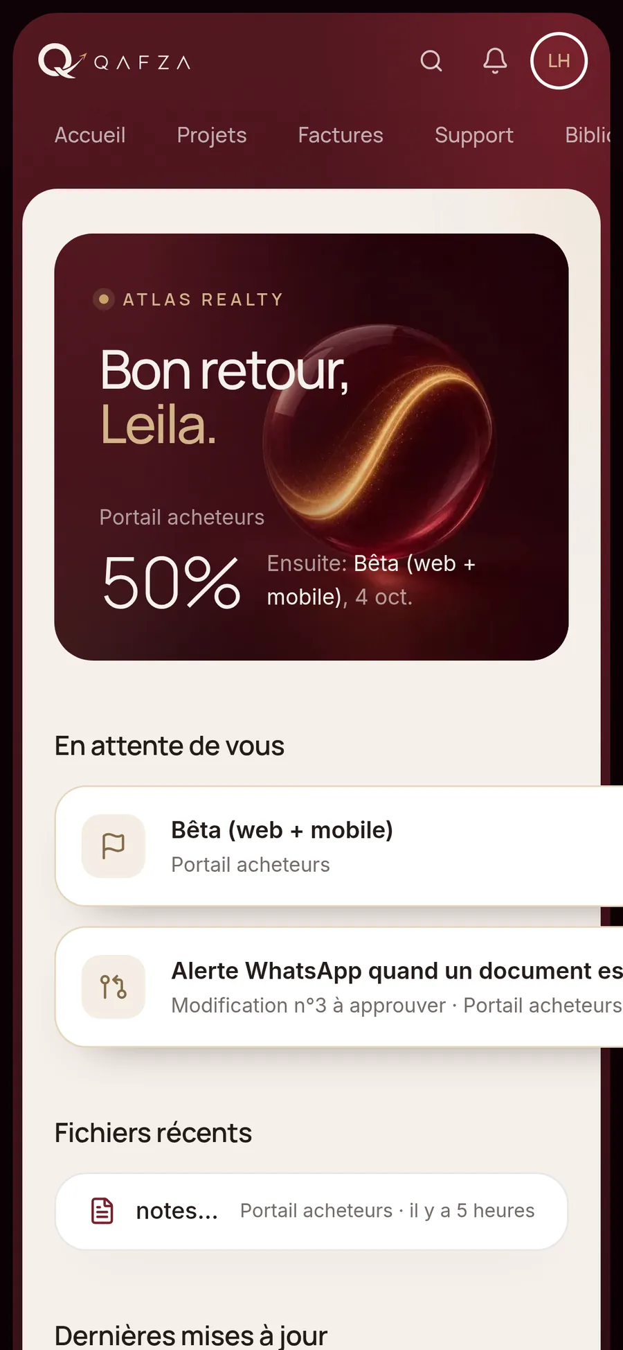L’espace client sur téléphone