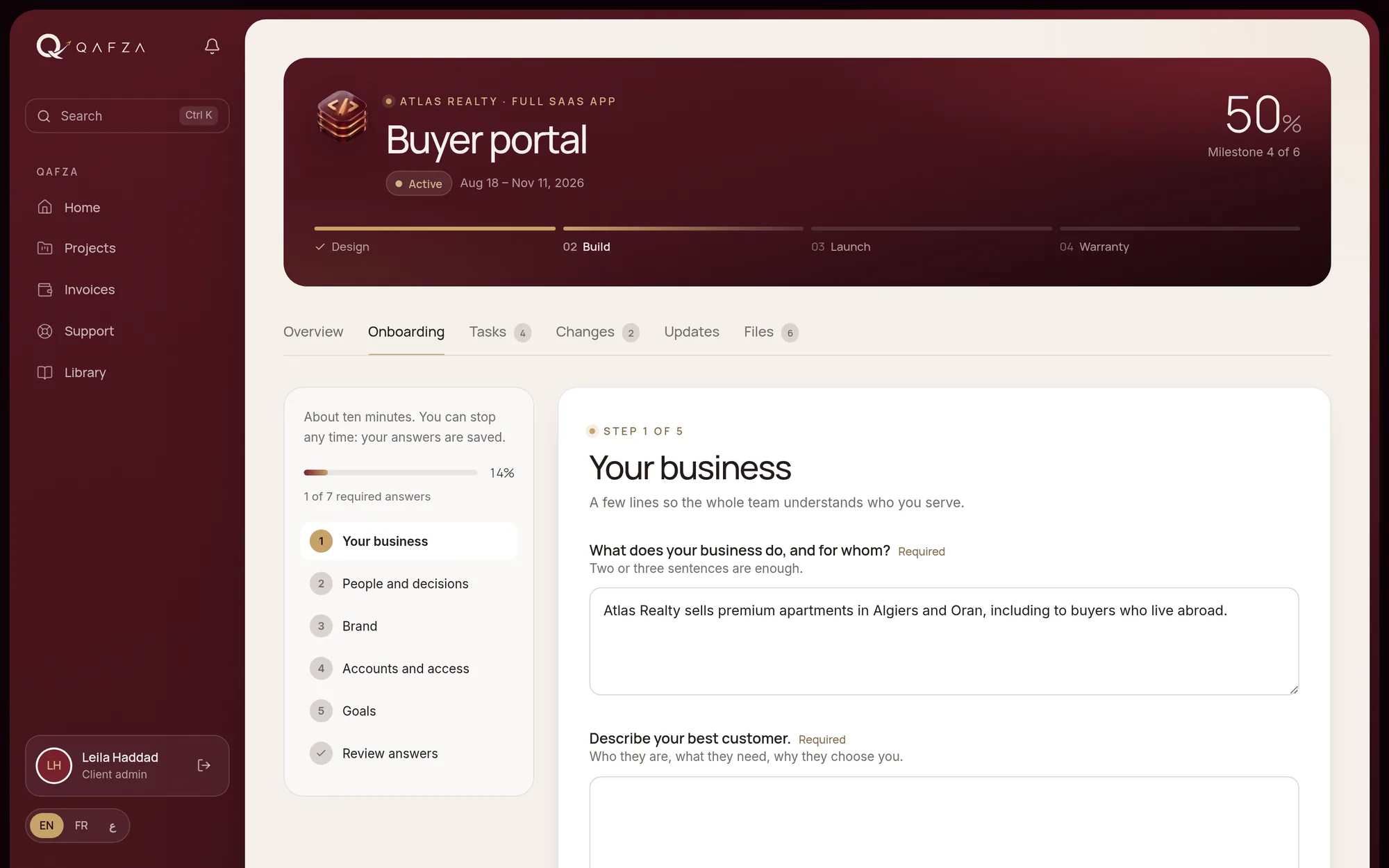 Onboarding: Tell us about your business